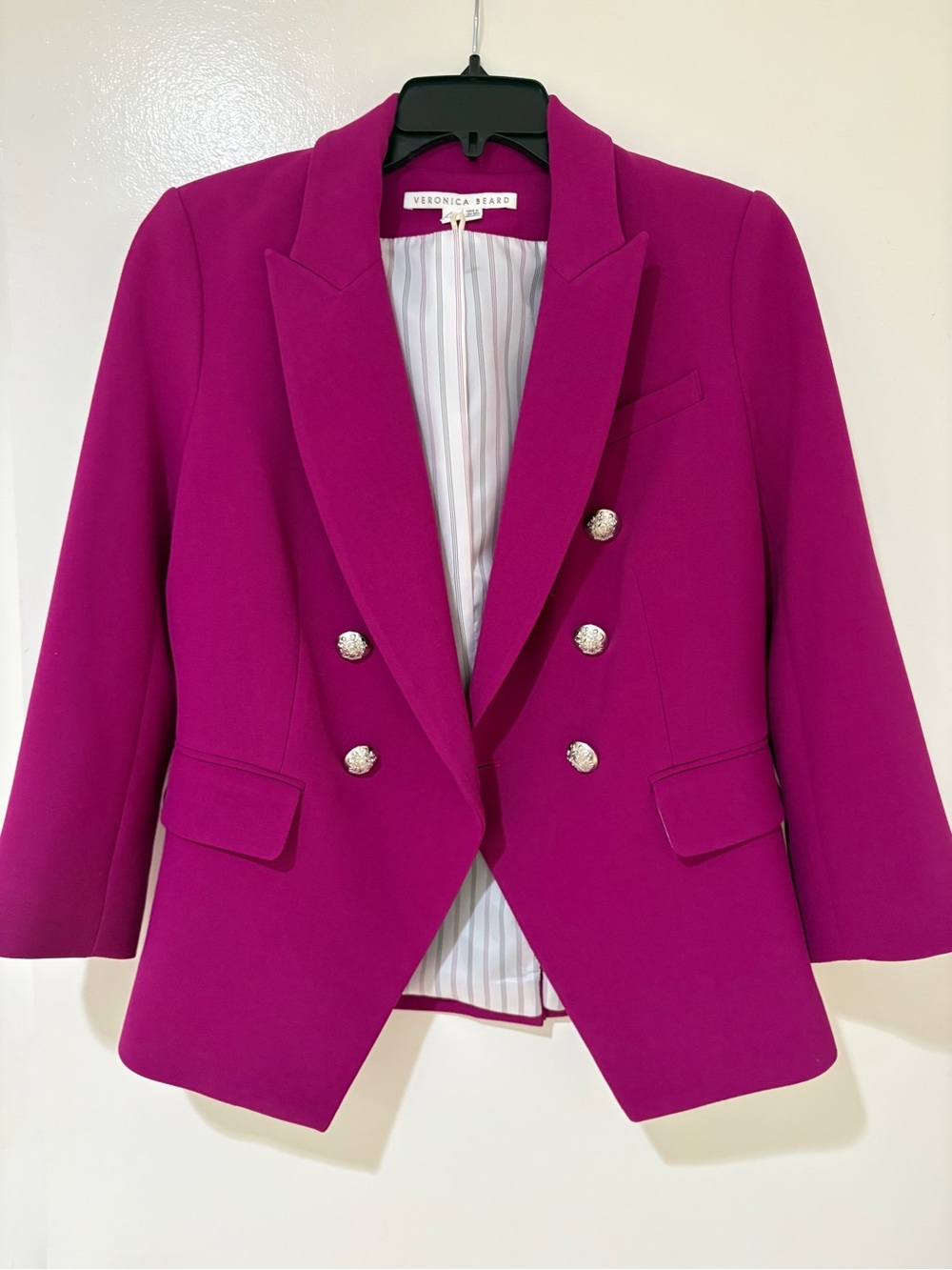 Veronica Beard Matteo Dickey Blazer Magenta Pink Double Breasted - Like New